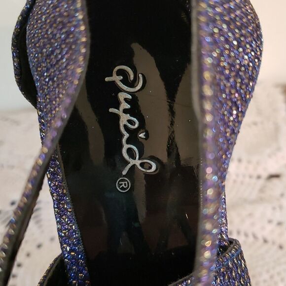 EUC Qupid Glittery Blue Platform Heels Sz 7.5 - Picture 5 of 9